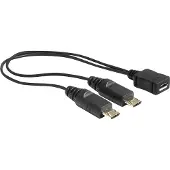DeLOCK USB Micro B (v) naar 2x USB Micro B (m) splitter - USB2.0 - tot 1A / zwart - 0,20 meter