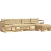 vidaXL Buiten bank set 5 st Wit en Beige Polyester