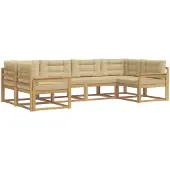 vidaXL Buiten bank set met kussen 6 pcs Wit en Beige