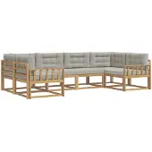 vidaXL Buiten bank set met kussen 6 pcs Wit en Lichtgrijs