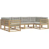 vidaXL Buiten bank set met kussen 6 pcs Wit en Lichtgrijs