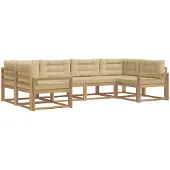 vidaXL Buiten bank set met kussen 6 pcs Wit en Beige
