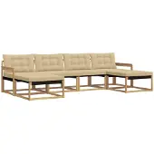 vidaXL Buiten bank set 6 st Wit en Beige