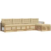 vidaXL Buiten bank set 5 st Wit en Beige Polyester