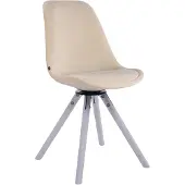 CLP Essstoel Troyes, fluweel, rond, draaibaar, met ronde houten poten, crème kleurig frame, witte kleur