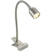 LINDBY Klemlamp Djamila, alu / grijs / zink, Werkkamer / Kantoor, metaal, Modern, Klemlamp