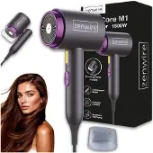 Zenwire Reisföhn ShineCore M1 1500W met Ionisatie - Opvouwbare Mini Haardroger, Compacte Föhn voor Reizen, Vakantie & Sportschool, Lichtgewicht, Temperatuurregeling, Concentrator Mondstuk, Zwart-Paars