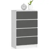 Akord Ladekast K60 met 4 Lades / Furniture Factory / Wit - Grafietgrijs / 60 x 99 x 40 cm