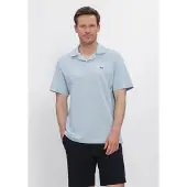 Lacoste Heren Polo's & T-shirts Classic Fit Open Neck Cotton Linen Blend Polo - Lichtblauw - Maat XXL