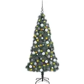 vidaXL Kunstmatige Voorverlichte Kerstboom Groen 180 cm PET