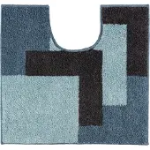 Casilin Toiletmat Vierkant - 55 x 60cm Graduale - Met Uitsparing - Antislip WC Mat - Waterabsorberende Badmat - Wasbaar en Sneldrogend - Zachte microvezel - Blauw