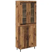 vidaXL Highboard 2 st Oud Hout 69,5 x 34 x 180 cm Bewerkt hout