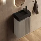 Fontana Itsie toiletmeubel taupe ribbelfront 40cm met fontein in mat zwart