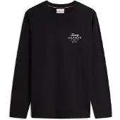 Tommy Hilfiger Shirt 'Logo Long Sleeve' zwart / wit