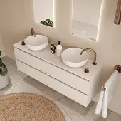 Fontana Proma badkamermeubel 160cm zonder kommen warm linnen