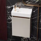 Fontana Bano toiletmeubel warm linnen 40x22cm met glans witte fontein