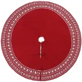 OEM Kerstboom-tapijt, 122 cm, gebreid, rood, met een kerstboom- en sneeuwvlokkenmotief.