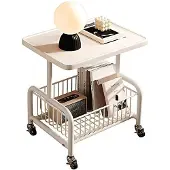 OEM Kleine witte bureau van hout, voorzien van wielen