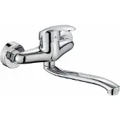 HAUSS SPOLE Keukenkraan-Wandgemonteerde Mengkraan-Chroom Koud En Warm Water-Keukenbeslag-Waterbesparend-10x18x11.5 Cm-Koper-Zilver