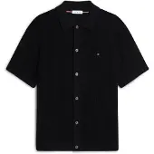 Tommy Hilfiger Gebreid vest 'Relaxed Pointelle Short Sleeve With' zwart
