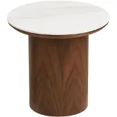 Ebuy24 Bijzettafel Noli - Rond Keramisch Wit/Donkerbruin - Ø40x38cm