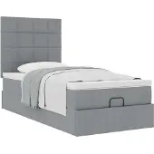 vidaXL Ottoman bed met matras 120x190 cm stof lichtgrijs
