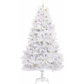 vidaXL Kunstmatige Hinged Kerstboom Wit 240 cm PVC en Staal