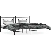 vidaXL Bedframe met hoofdbord metaal zwart 200x200 cm