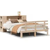 vidaXL Bed met boekenkast zonder matras massief grenenhout 135x190 cm