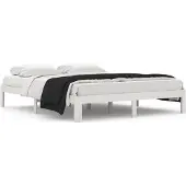 vidaXL Bedframe massief hout wit 150x200 cm
