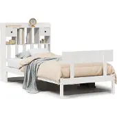 vidaXL Bed met boekenkast zonder matras grenenhout wit 180x200 cm