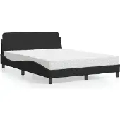 vidaXL Bed met matras "Dover" fluweel zwart 140x190 cm
