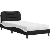 vidaXL Bed met matras "Hvar" kunstleer zwart en wit 100x200 cm