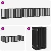 vidaXL Hondenhek inklapbaar 15 panelen 750 cm populierenhout zwart