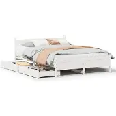 vidaXL - Bedframe - zonder - matras - massief - grenenhout - wit - 150x200 - cm
