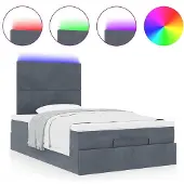 vidaXL Ottoman bed met matrassen en LED's 120x200cm fluweel