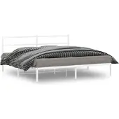 vidaXL Bedframe met hoofdbord metaal wit 180x200 cm