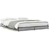 vidaXL Bedframe bewerkt hout metaal grijs sonoma eiken 120x200 cm
