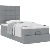 vidaXL Ottoman bed met matras 120x190 cm stof lichtgrijs