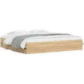 vidaXL Bedframe met lades bewerkt hout sonoma eikenkleurig 160x200 cm
