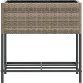 vidaXL Plantenbakken met schap 2 st 70x28x70 poly rattan grijs