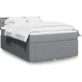 vidaXL Boxspring met matras stof lichtgrijs 140x190 cm