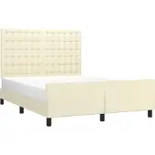 vidaXL Bedframe met hoofdbord kunstleer crèmekleurig 140x190 cm