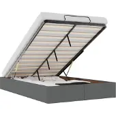 vidaXL Bedframe zonder matras 120x200 cm stof donkergrijs