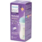 Philips AVENT Natural Response Nighttime babyfles 260 ml – Flow 3 – Antikramp – Glow-in-the-dark fles - SCY903/81