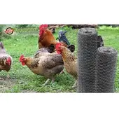 Aquagart 60 meter hekwerk van zeshoekig gaas, geschikt voor kippen, konijnen en andere dieren. Draaddikte: 100 cm