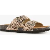 Scapino Dames bio slippers met panterprint beige zwart maat 42