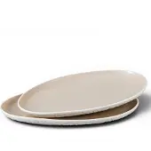Bricard Barles Stone Schalen Set - 2-delig - 23x14x2cm - Wit/Taupe