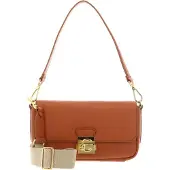Coccinelle Leren schoudertas handtas C-Me Handbag Grained Leather Crab Lichtbruin