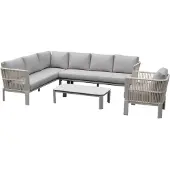 AVH-Collectie Veneto hoek loungeset 4 delig aluminium latte zand rope